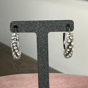 Gun Metal Crystal Hoop Earrings — Sparkle Glam!